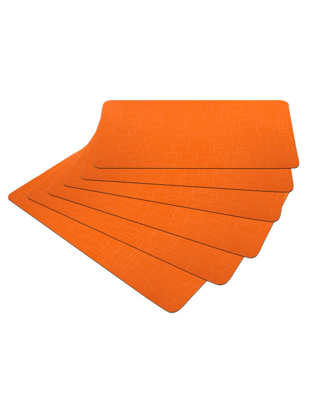 Kuber Industries 6-Pcs Orange-Color Square Design Waterproof Fridge Drawer Mat