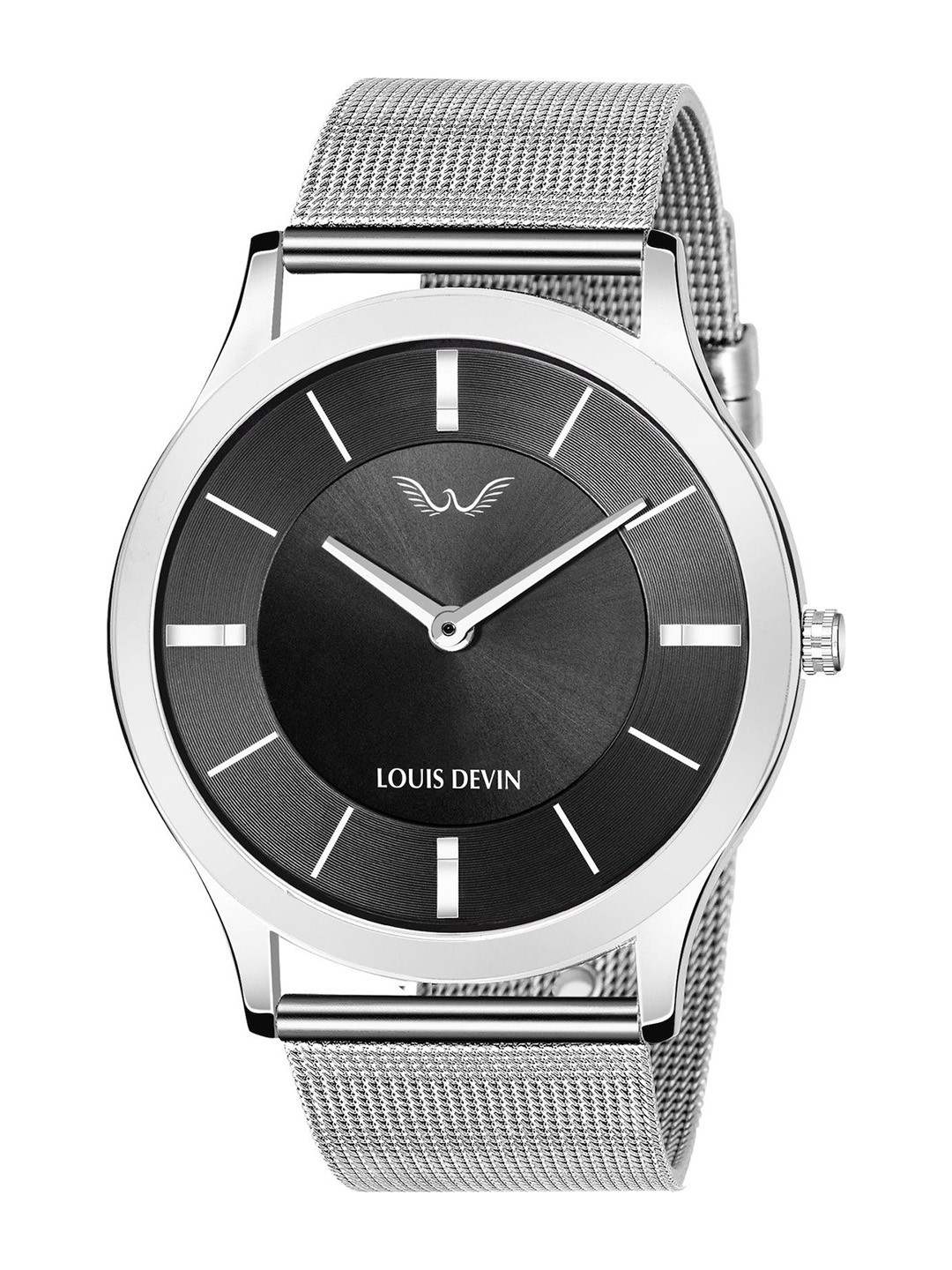 LOUIS DEVIN Men IP Plated Stainless Steel Analogue Watch LD-SLM023-BLK-CH