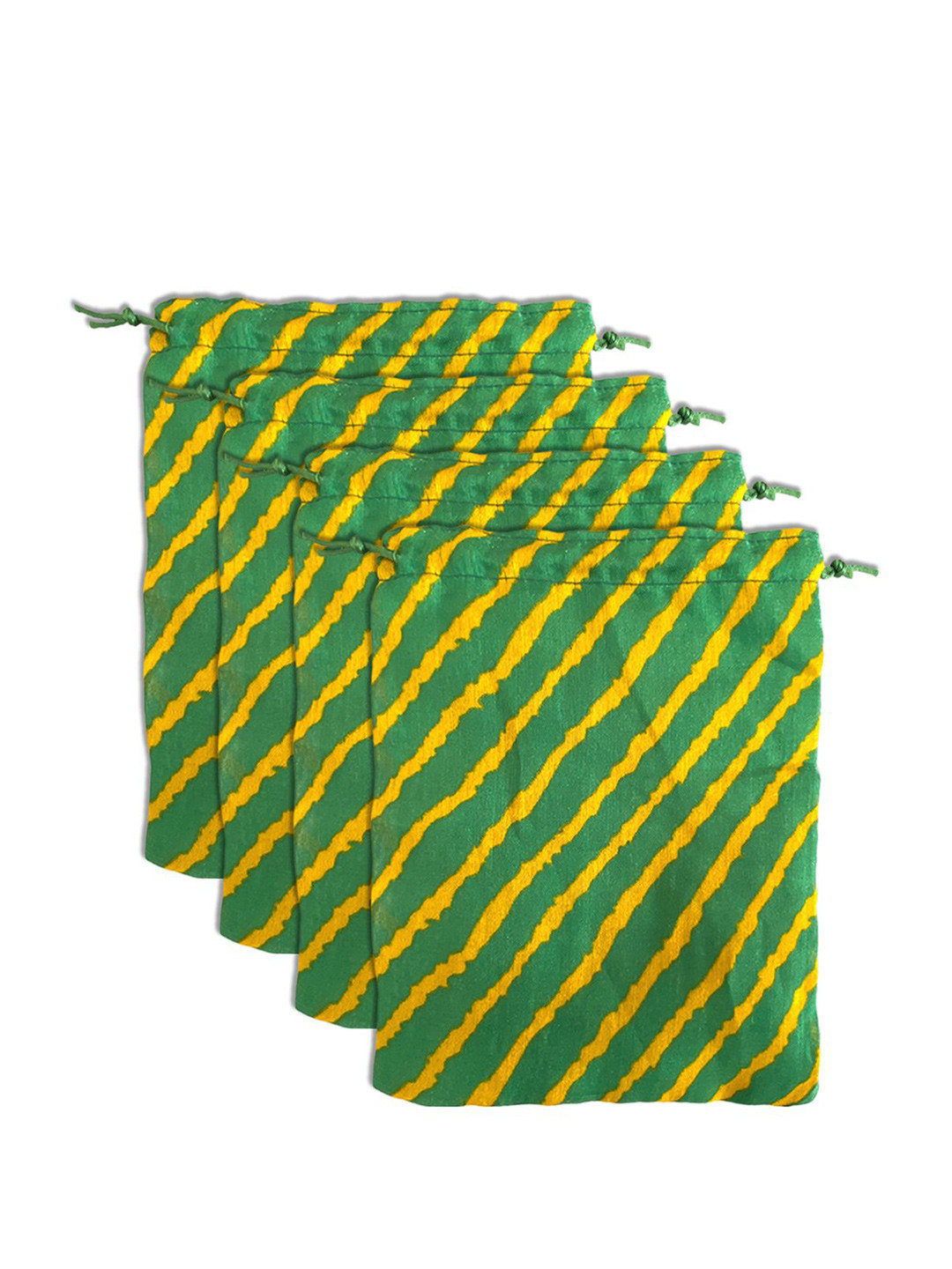 Kuber Industries Set of 4 Multiuses Lehriya Printed Potli Clutch With Drawstring