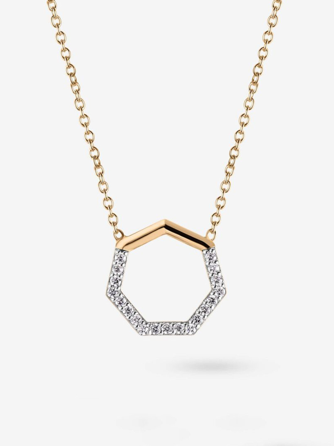 HOUSE OF SEVEN Unisex Brass Gold-Plated Cubic Zirconia Studded Minimal Necklace
