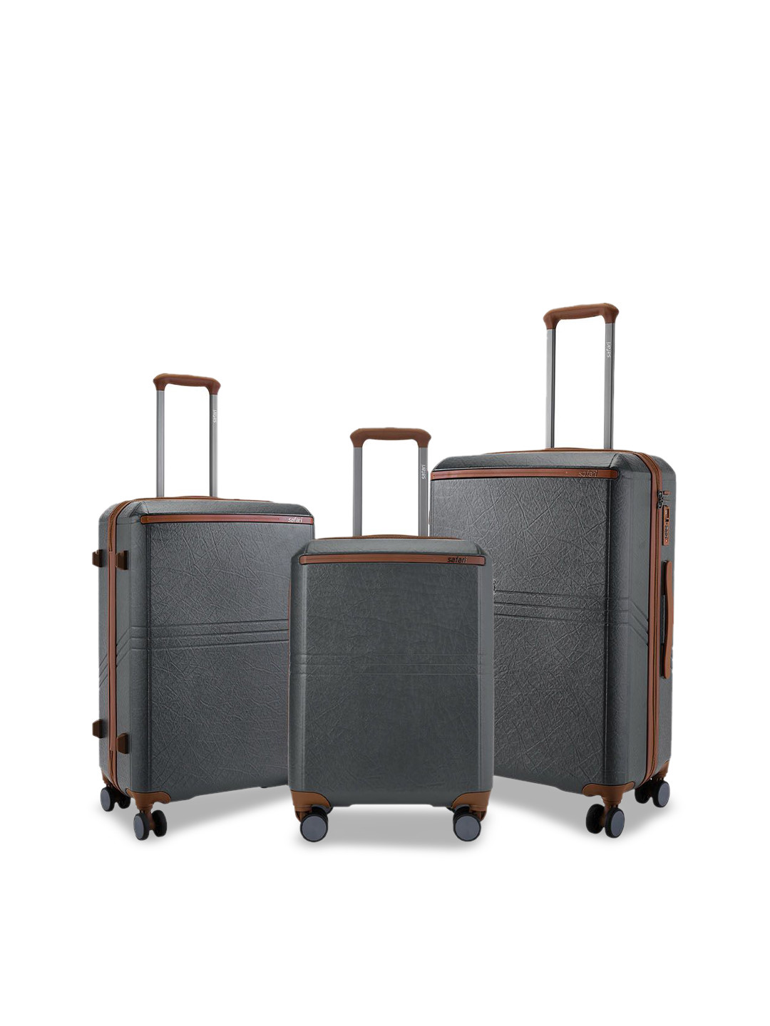 Safari Select Heritage Set of 3 Textured with TSA Lock Polycarbonate Trolley Bag