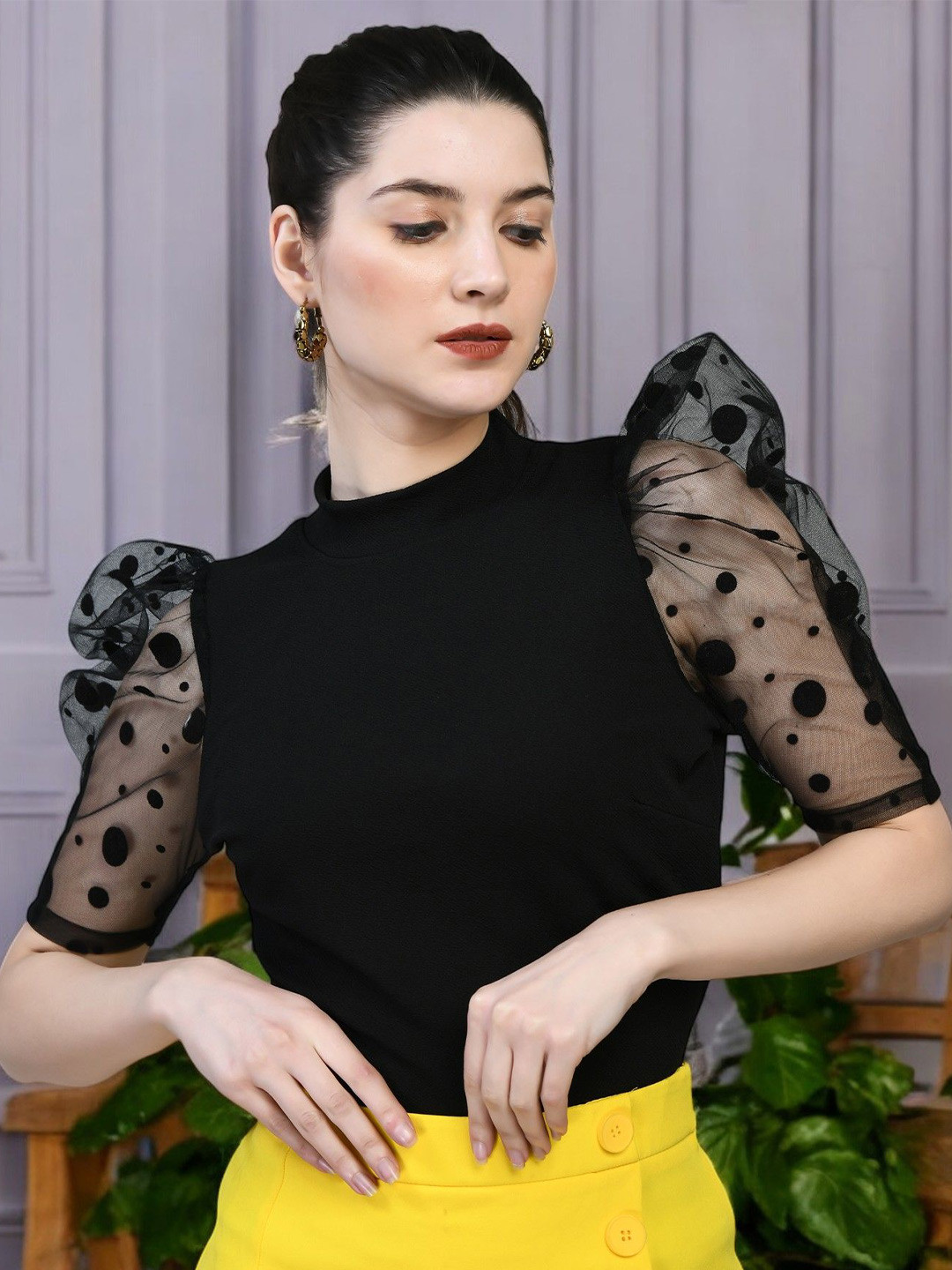 BAESD Puff Sleeve Fitted Top