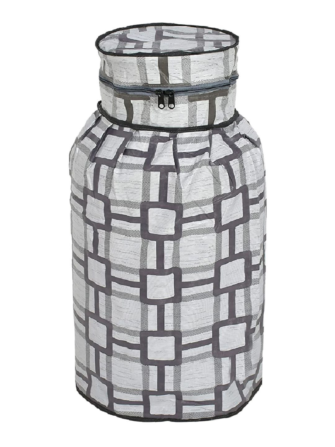 Kuber Industries Grey & White Square Printed Waterproof & Dustproof Cylinder Cover