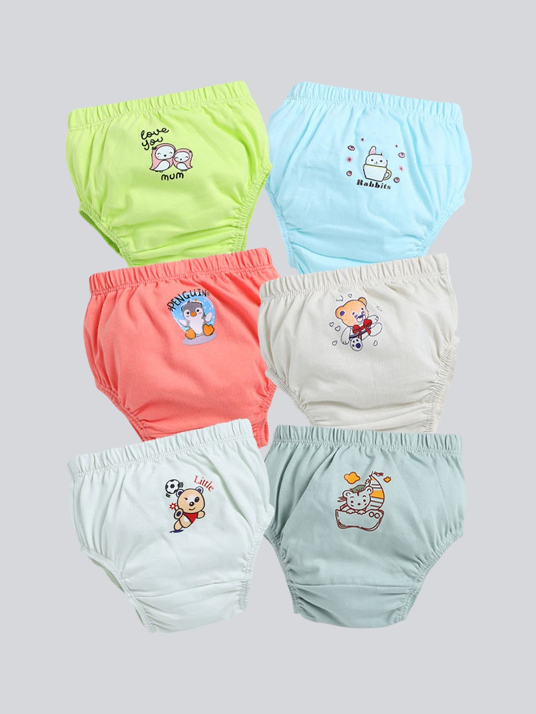 MooNKids Kids Pack Of 6 Printed Pure Cotton Basic Bloomers R1-MK_Bloomer_66