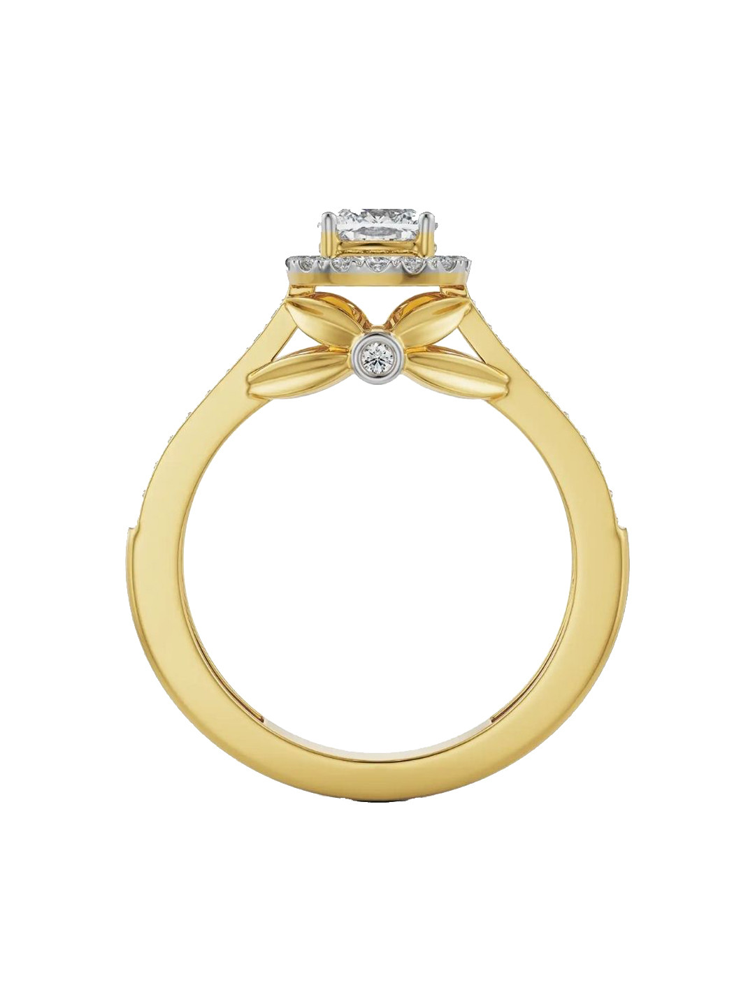 Emori Royal Halo Solitaire Engagement Lab Diamond in 14KT Gold Ring