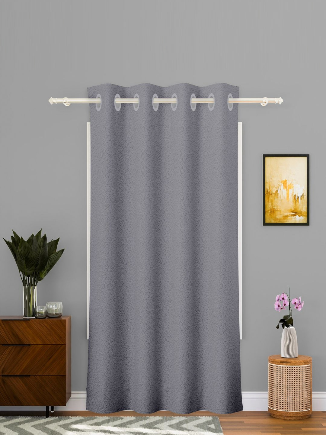 Aura Grey 9 Feet Stylish Light Control & Pests Preventive Long Door Curtain