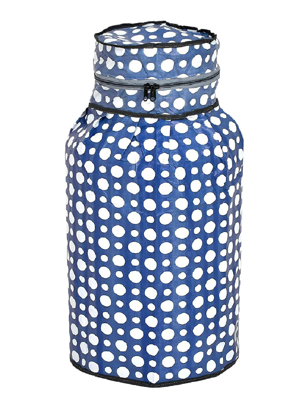 Kuber Industries Blue & White Dot Printed Waterproof & Dustproof Cylinder Cover