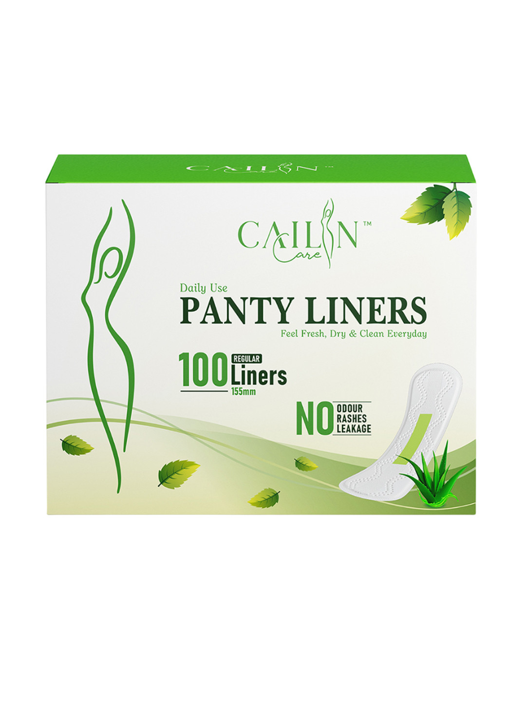 Cailin Care Soft Cotton Ultra Thin Panty Liners Infused With Aloe Vera - 100 Liners