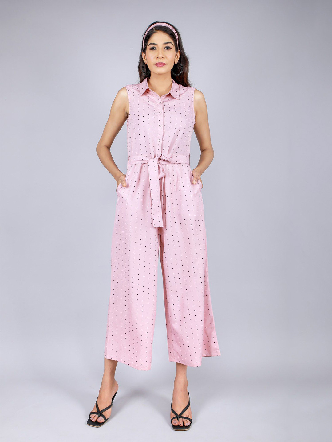 JAIPURI LIBAS Women Printed Waist Tie-Ups Basic Jumpsuit