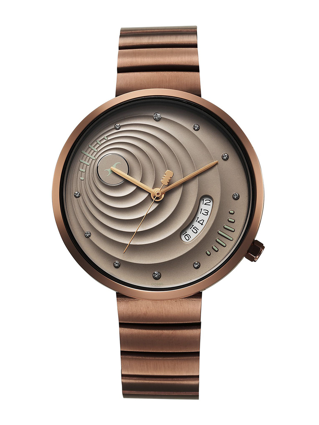 Fastrack Women Brass Dial & Stainless Steel Straps Analogue Watch 6314QM01