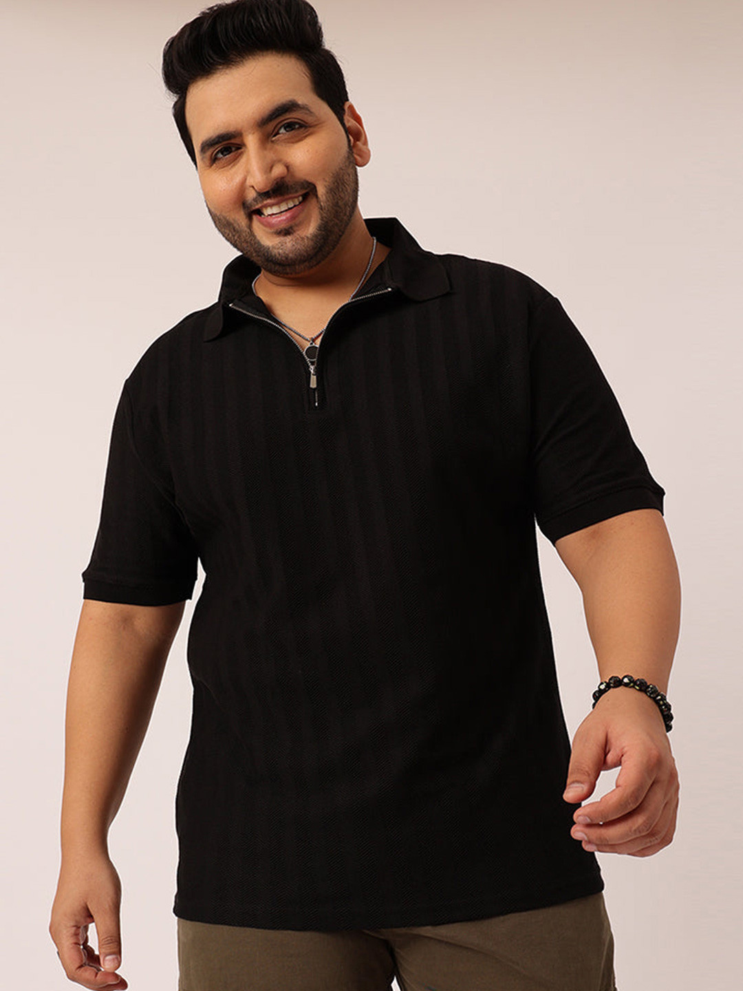 Toodle Plus Plus size zipper polo men t-shirt