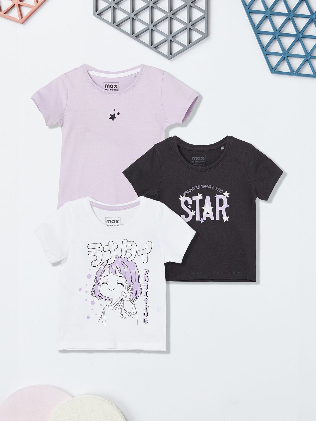 max Girls 3 Printed Applique T-shirt