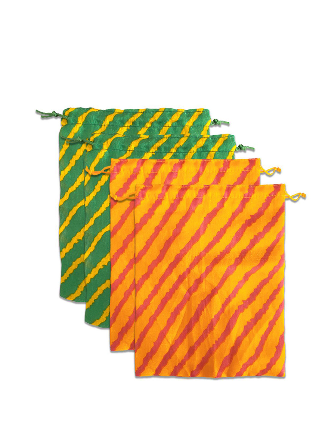 Kuber Industries Set of 4 Multiuses Lehriya Printed Potli Clutch With Drawstring