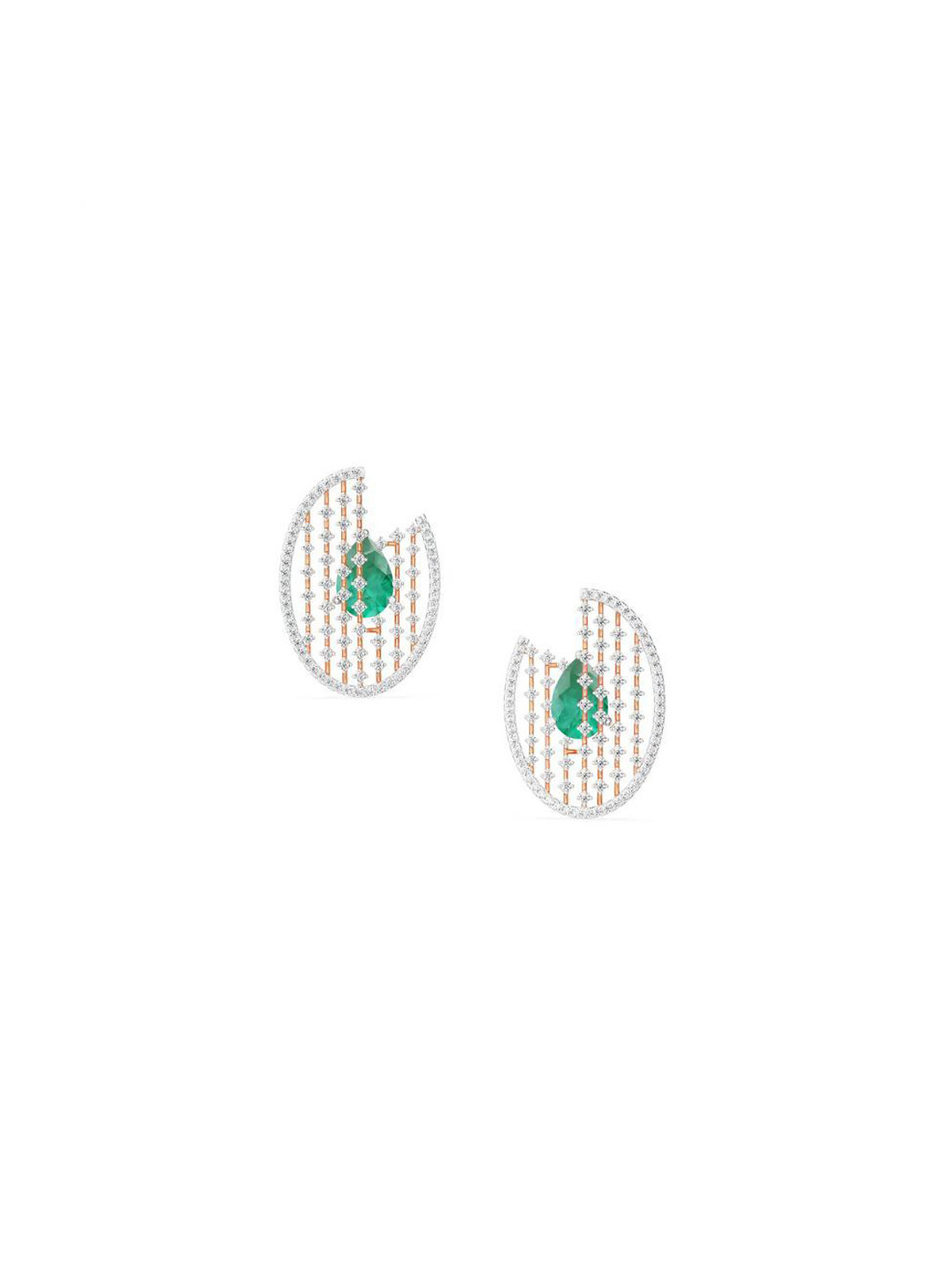 Emori Glamorous Emerald Lab Diamond Earring in 18KT Gold