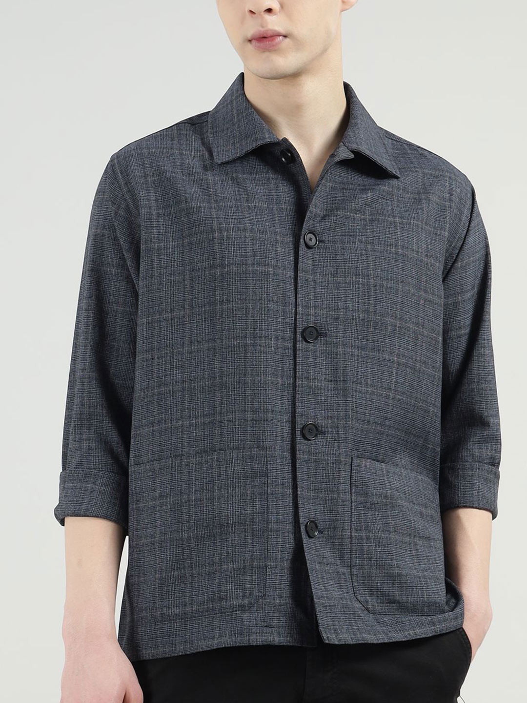 Eton Checked Two Pocket Wool Shacket