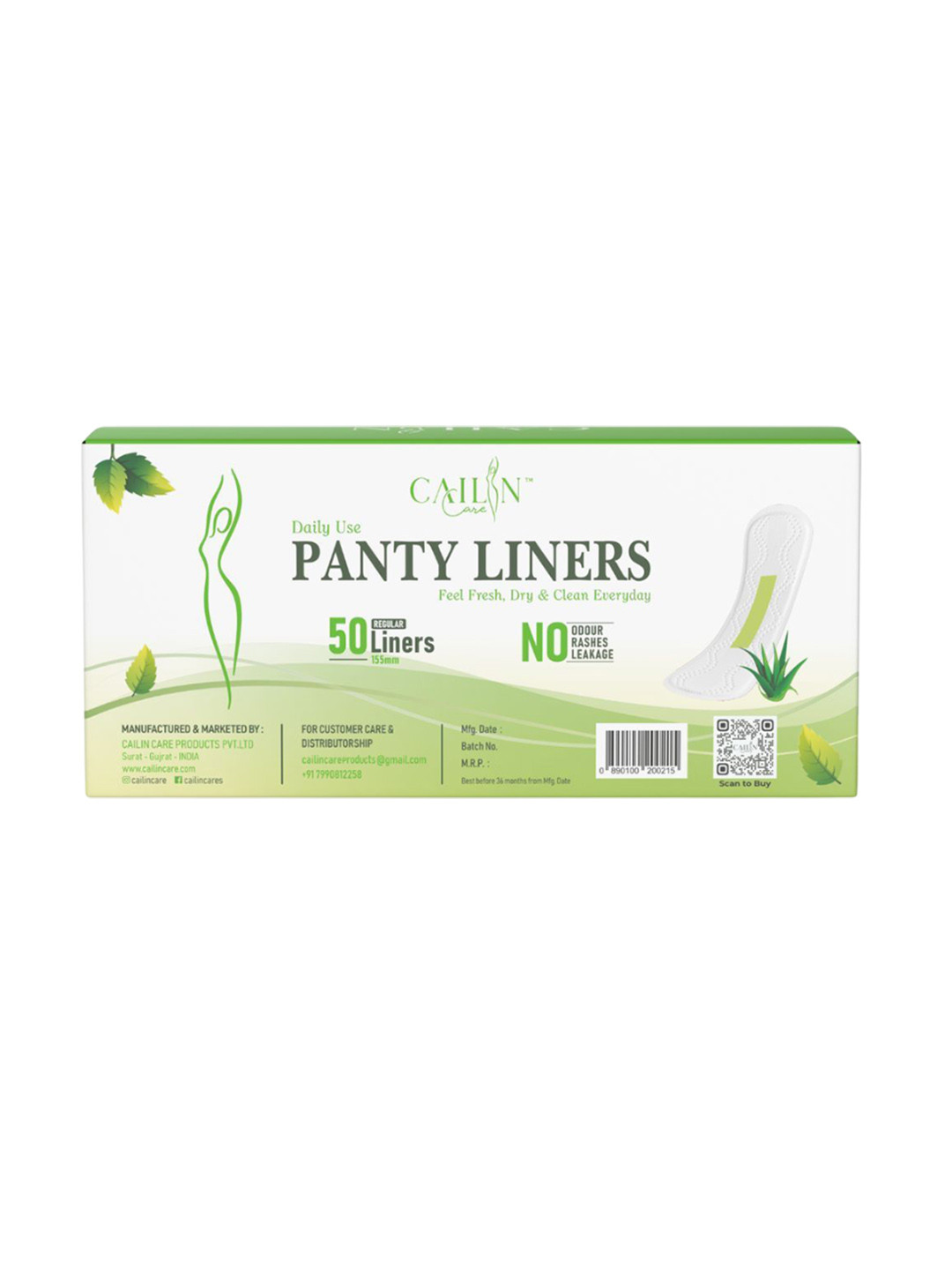 Cailin Care Neem Based Soft Cotton Ultra Thin Panty Liners- 50 Liners
