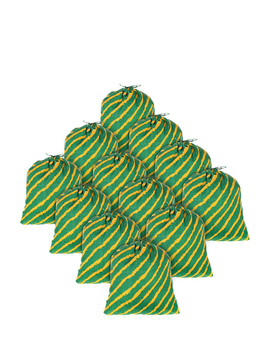 Kuber Industries Set of 12 Multiuses Lehriya Printed Potli Clutch With Drawstring