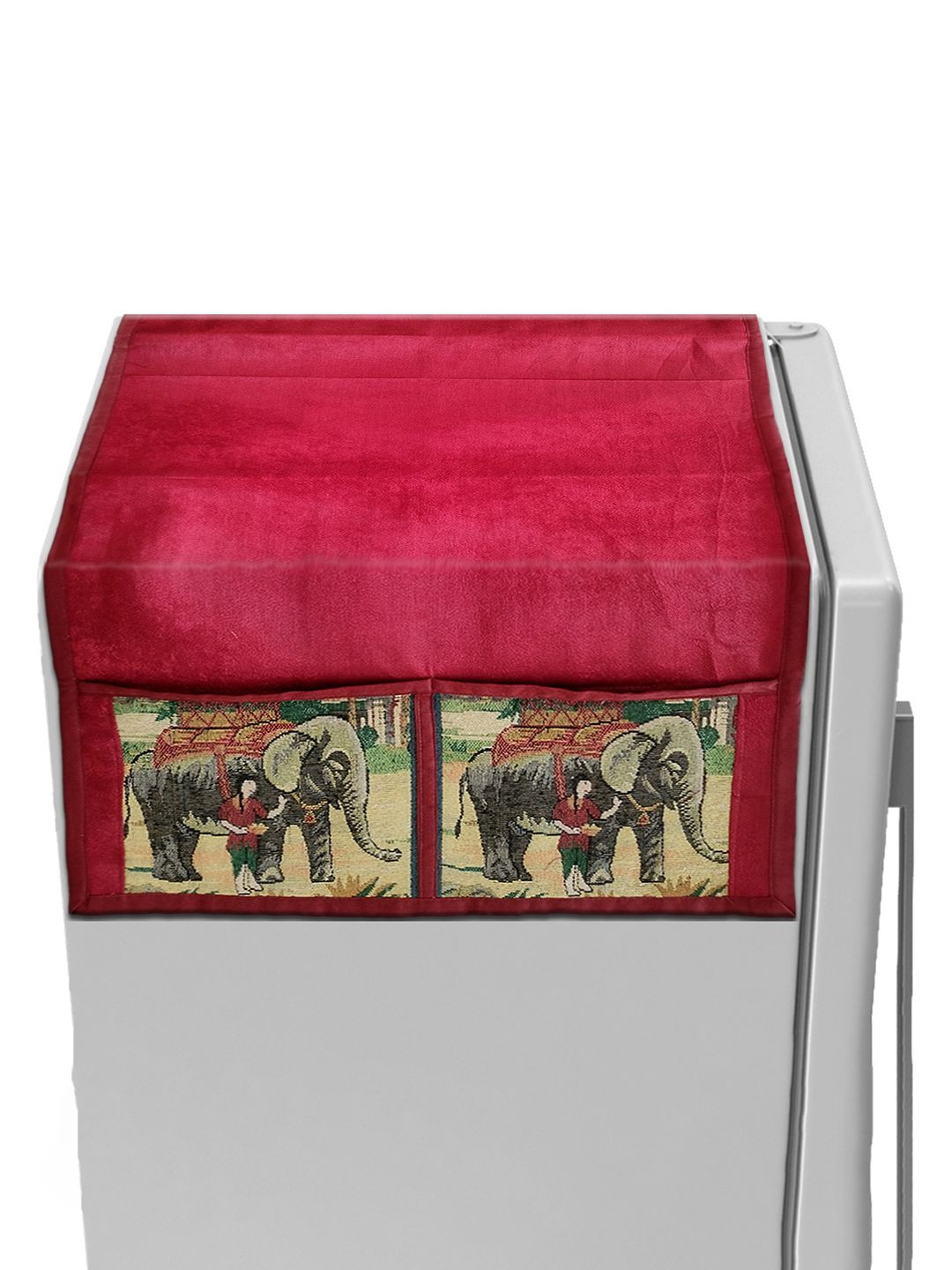 Kuber Industries Maroon Elephant Printed Scratch Resistant With 6 Utility Side Pockets