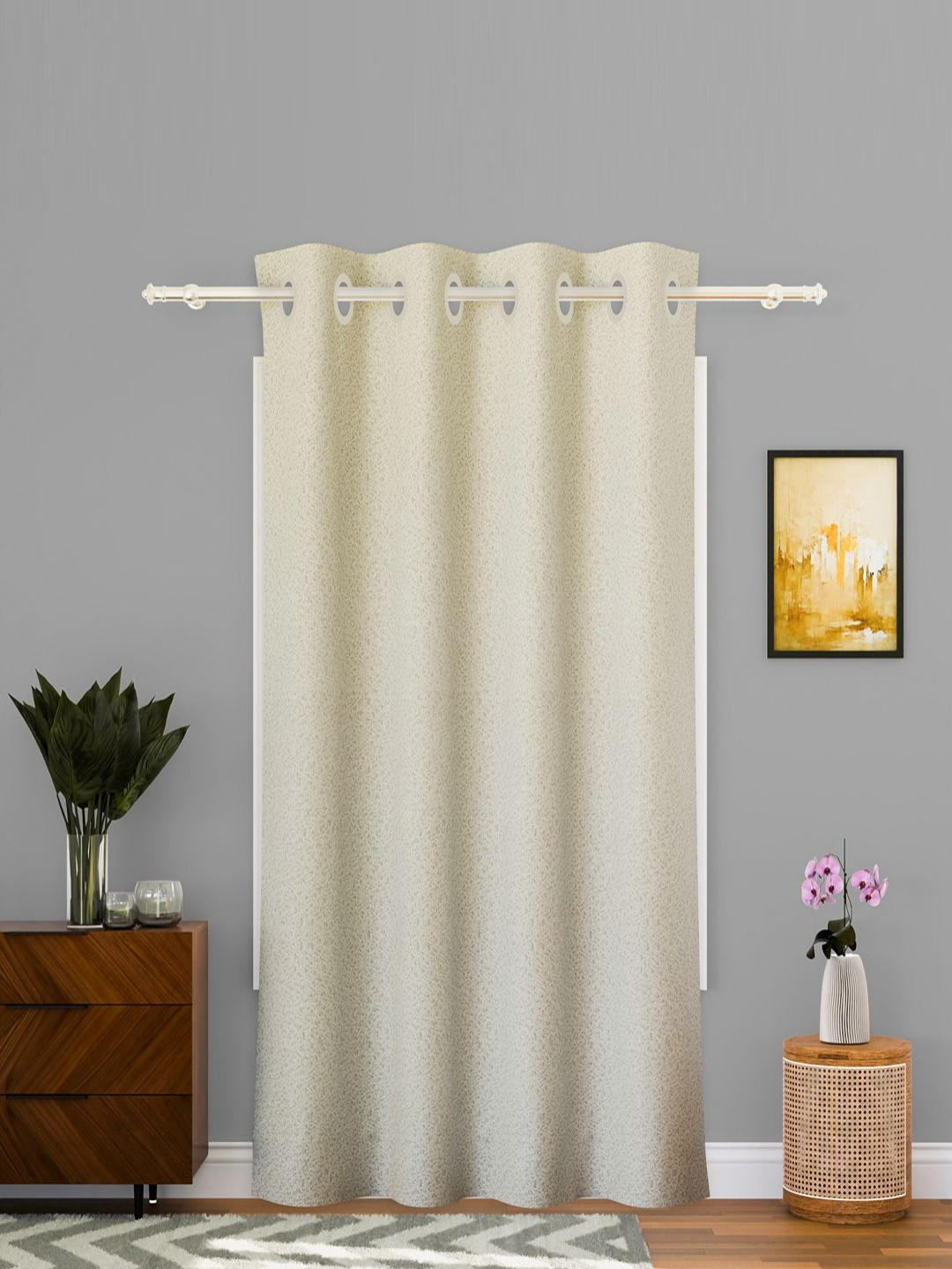 Aura Cream-Coloured 9 Feet Stylish Light Control & Pests Preventive Long Door Curtain