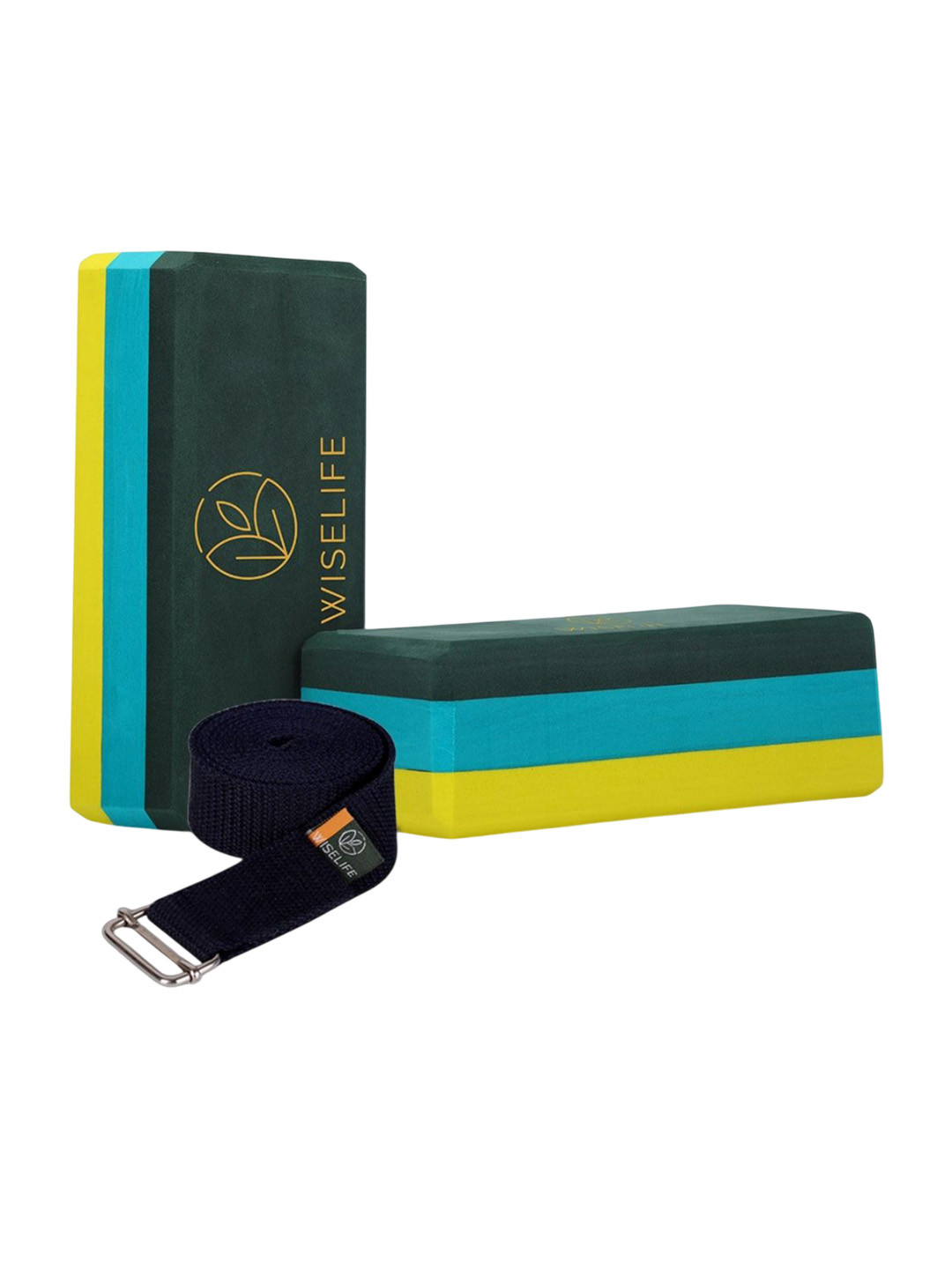 WiseLife 3-Pcs Yoga Block High Density Premium TPE Foam Material Support & Cushion & Belt