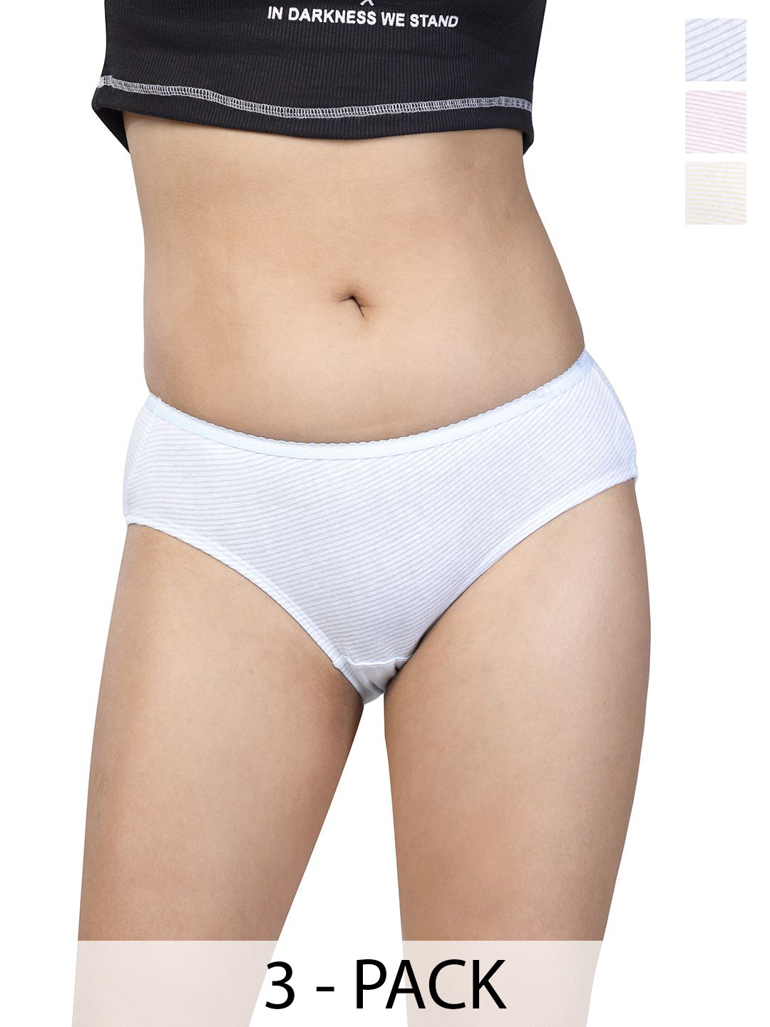 CHIC Pack Of 3 Striped Pure Cotton Basic Briefs Crystal Ryder