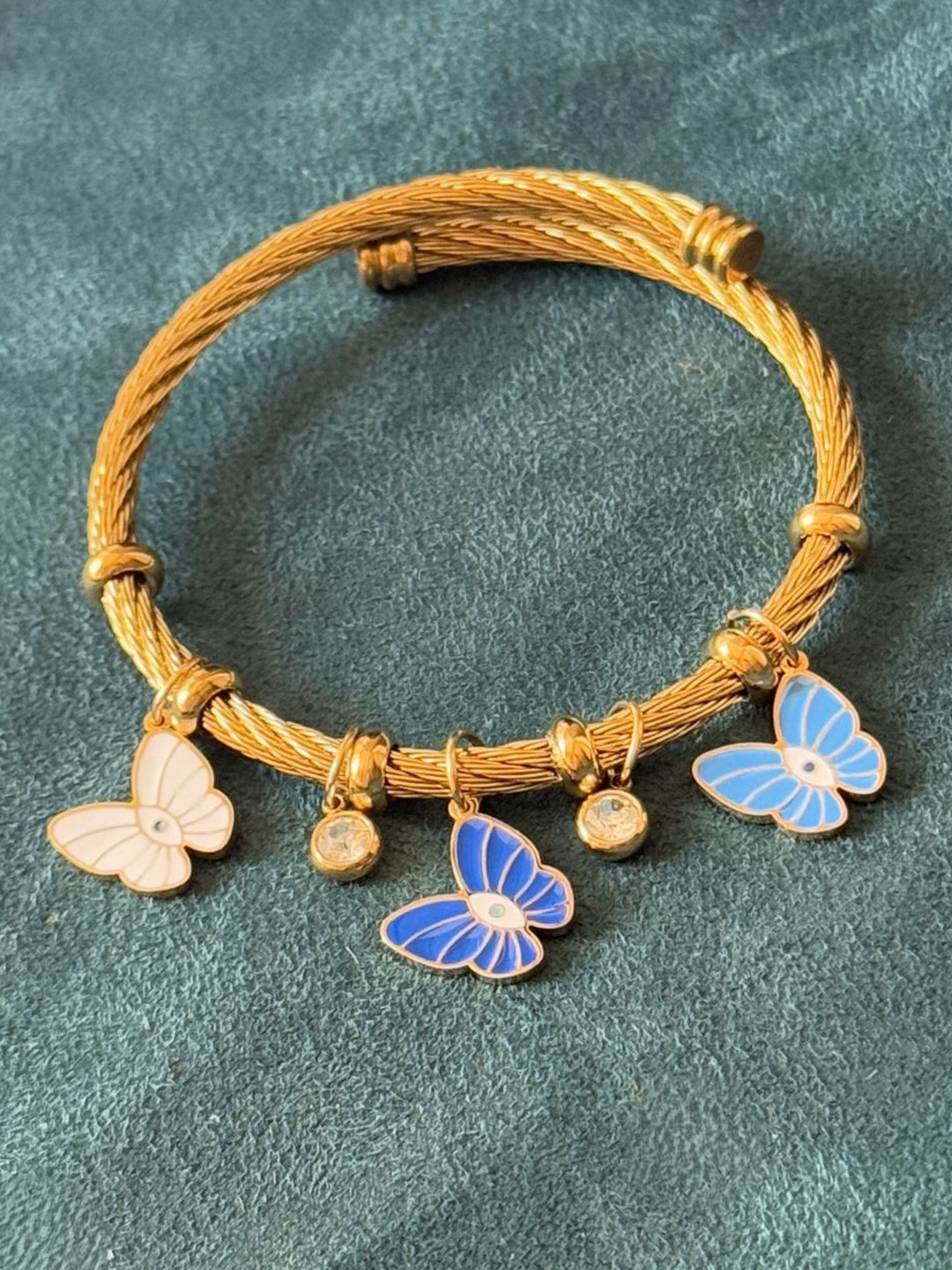 The Jewellery Tale Gold-Plated Artificial Stones Studded Charm Bracelet