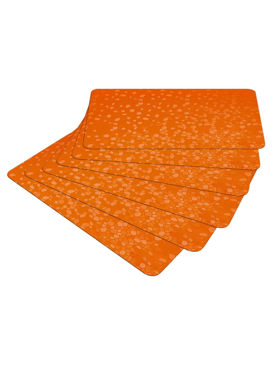 Kuber Industries 6Pc Orange-Color Stone Printed Rectangle 100% Food Grade Table Placemats