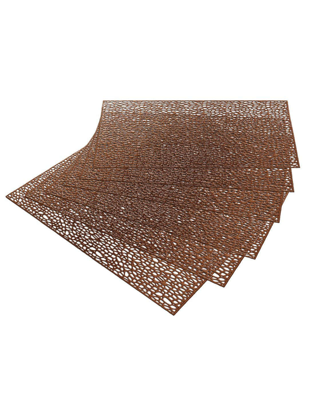 Kuber Industries 6-Pcs Brown Holes Design Rectangle Anti-Slip Table Placemats