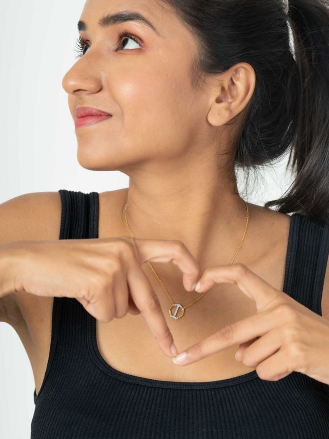 HOUSE OF SEVEN Unisex 18k Gold-Plated Artificial Stones Studded Letter I Necklace