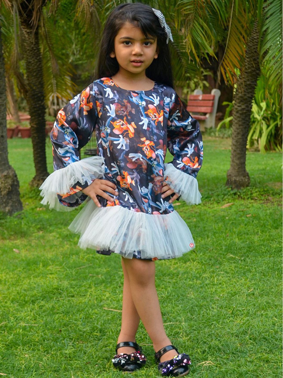 Picco Ricco Girls Printed Drop-Waist Dress