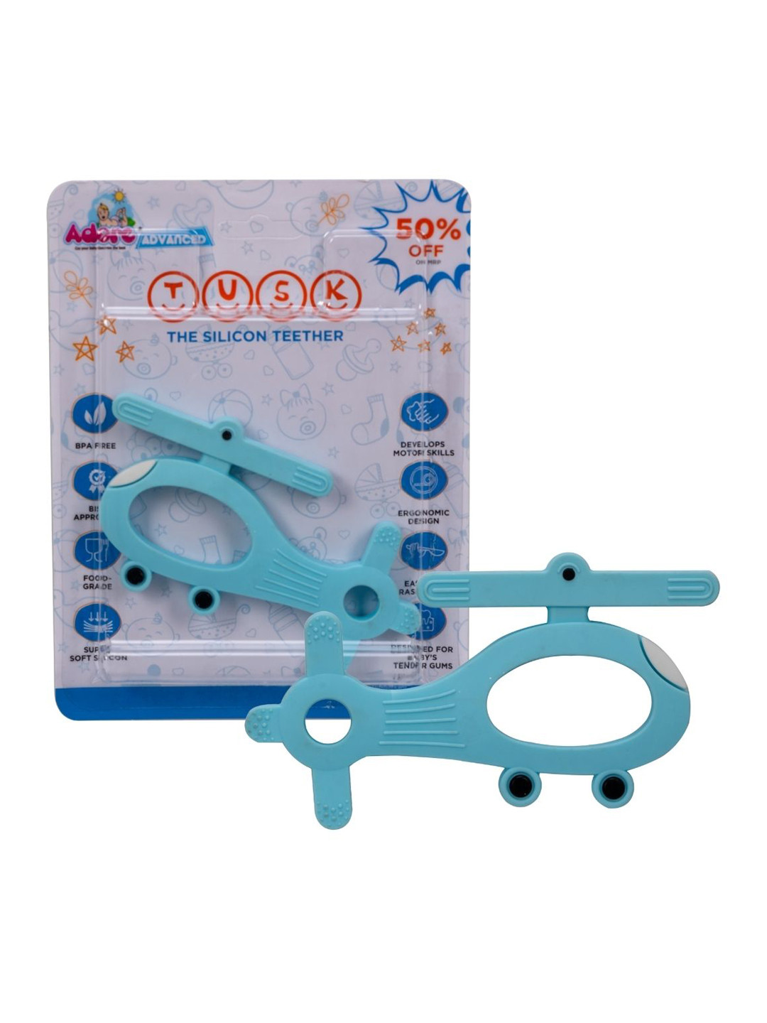 Adore Blue Helicopter Shape Baby Teether