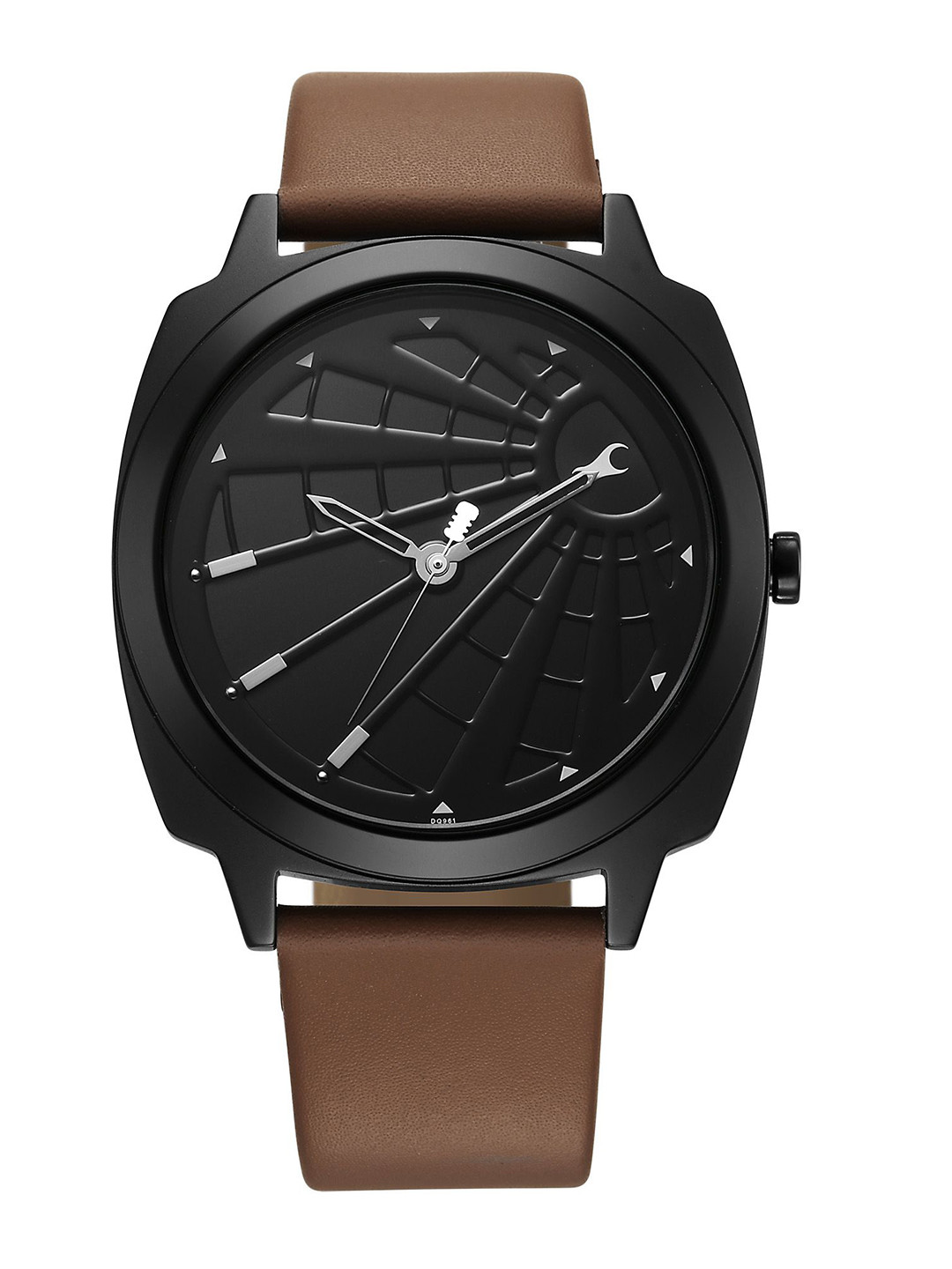 Fastrack Men Brass Round Dial & Leather Straps Analogue Watch 3322NL01