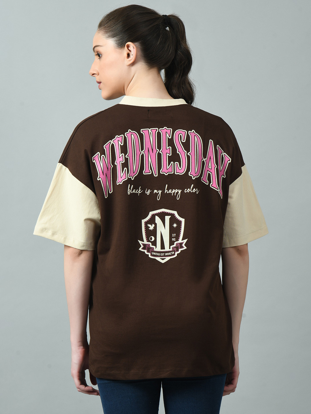 CORSICA Women Typography Printed V-Neck Drop-Shoulder Sleeves Bio Finish T-shirt