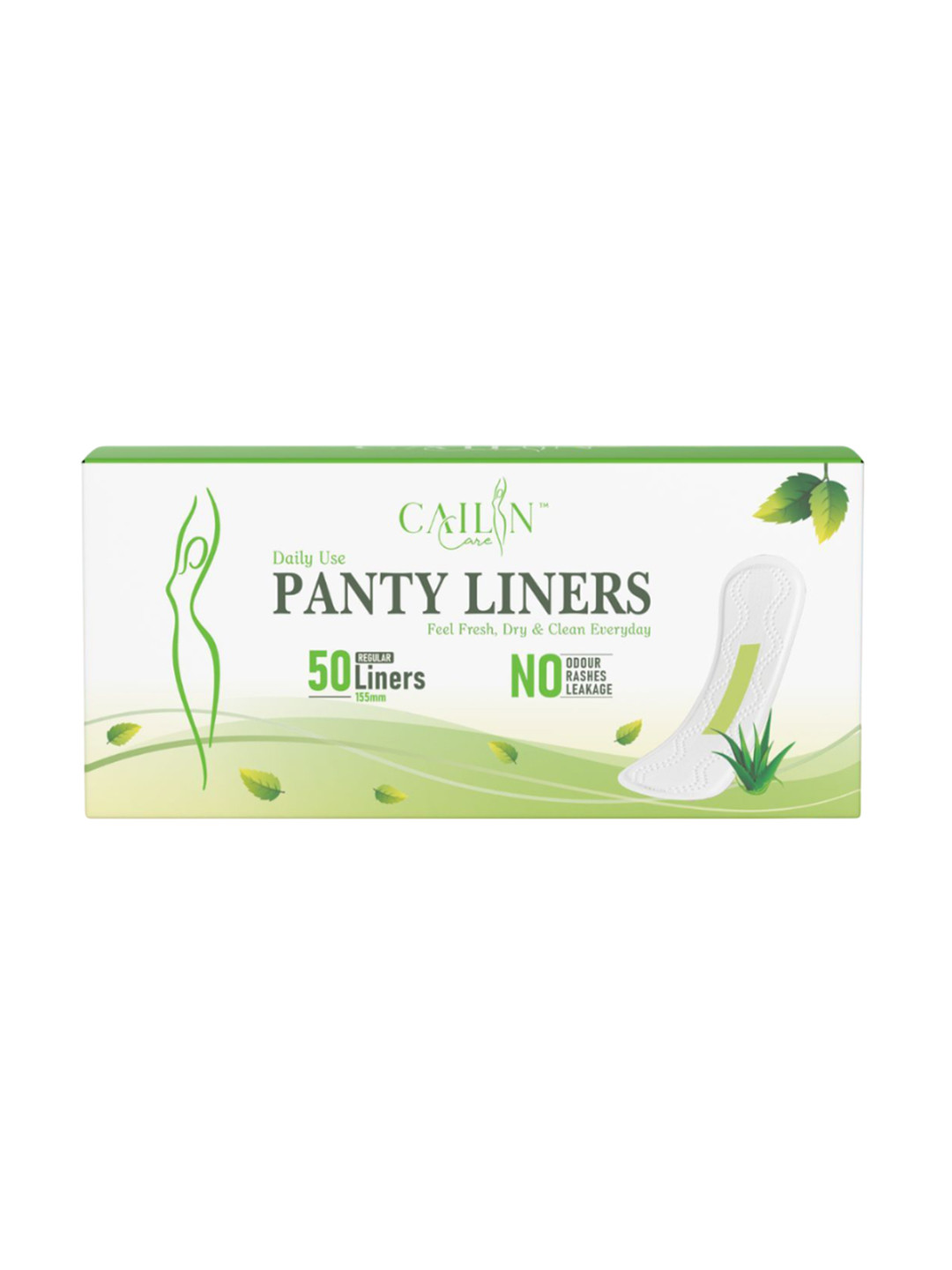 Cailin Care Daily Use Soft Cotton Anion Chip Panty Liners With Aloevera - 155 mm - 50 Pcs
