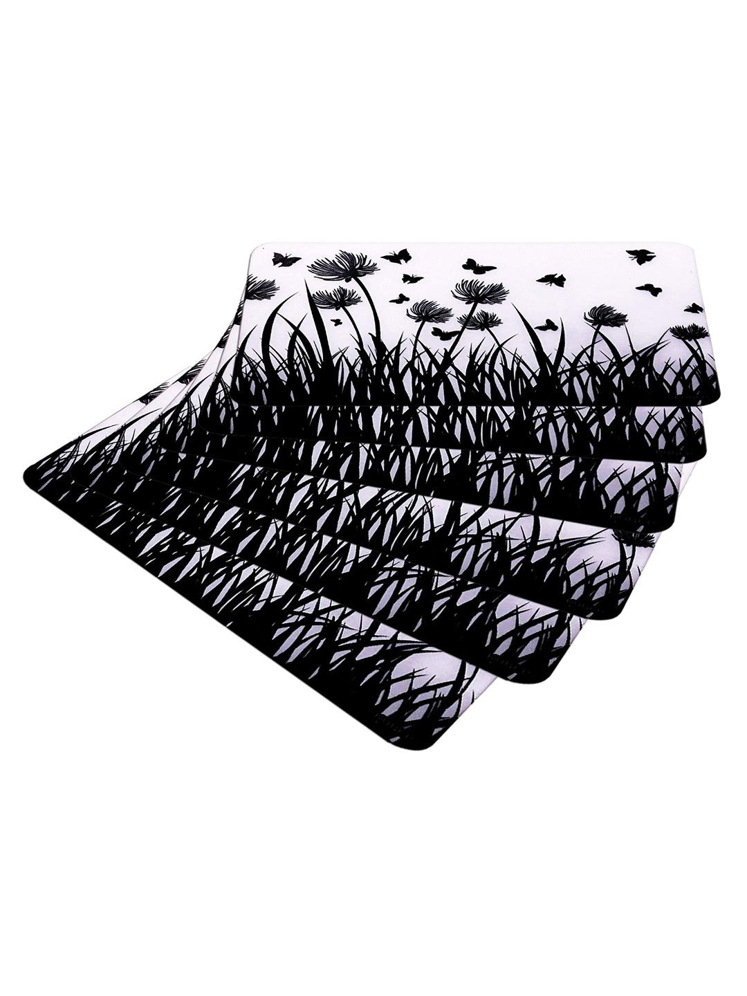 Kuber Industries 6-Pcs White Butterfly Printed Rectangle 100% Food Grade Table Placemats