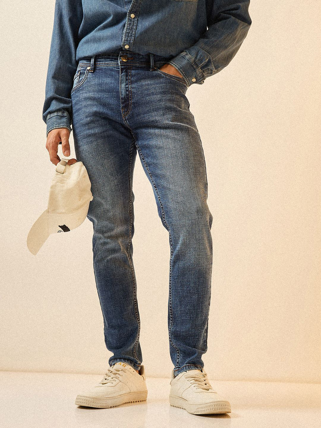 THE BEAR HOUSE Men's Cotton Solid Skinny Fit Jeans