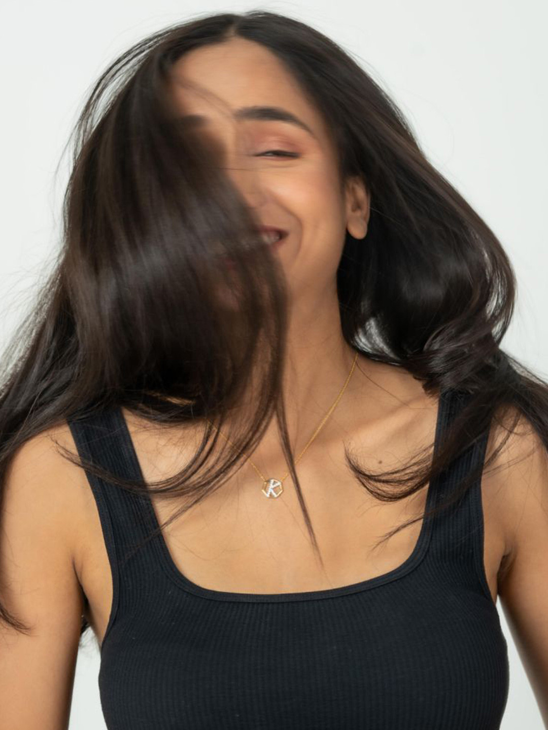 HOUSE OF SEVEN Unisex 18k Gold-Plated Artificial Stones Studded Letter K Necklace