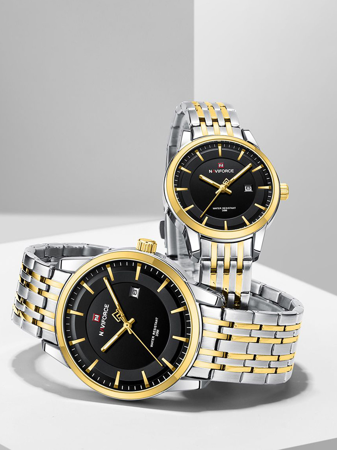 Naviforce Unisex Dial & Stainless Steel Straps Analogue Watch NF9228_S B G_COUPLE
