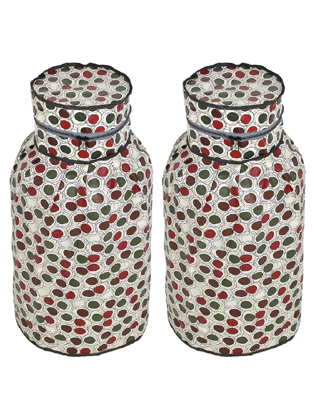 Kuber Industries 2-Pcs Cream-Color Fruits Printed Waterproof & Dustproof Cylinder Covers