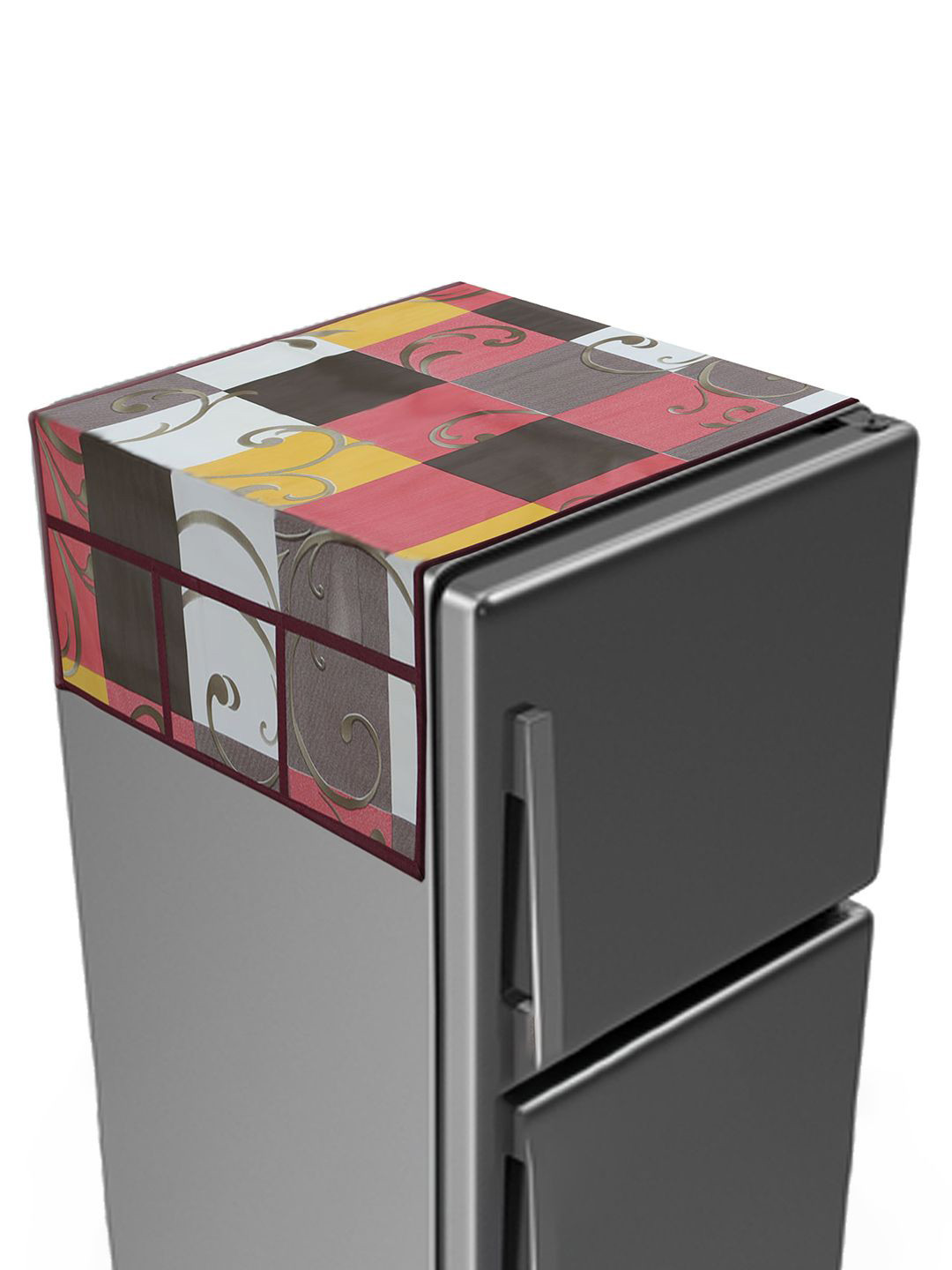 Kuber Industries Pink & Yellow Check Printed Scratch Resistant With 6 Utility Side Pockets