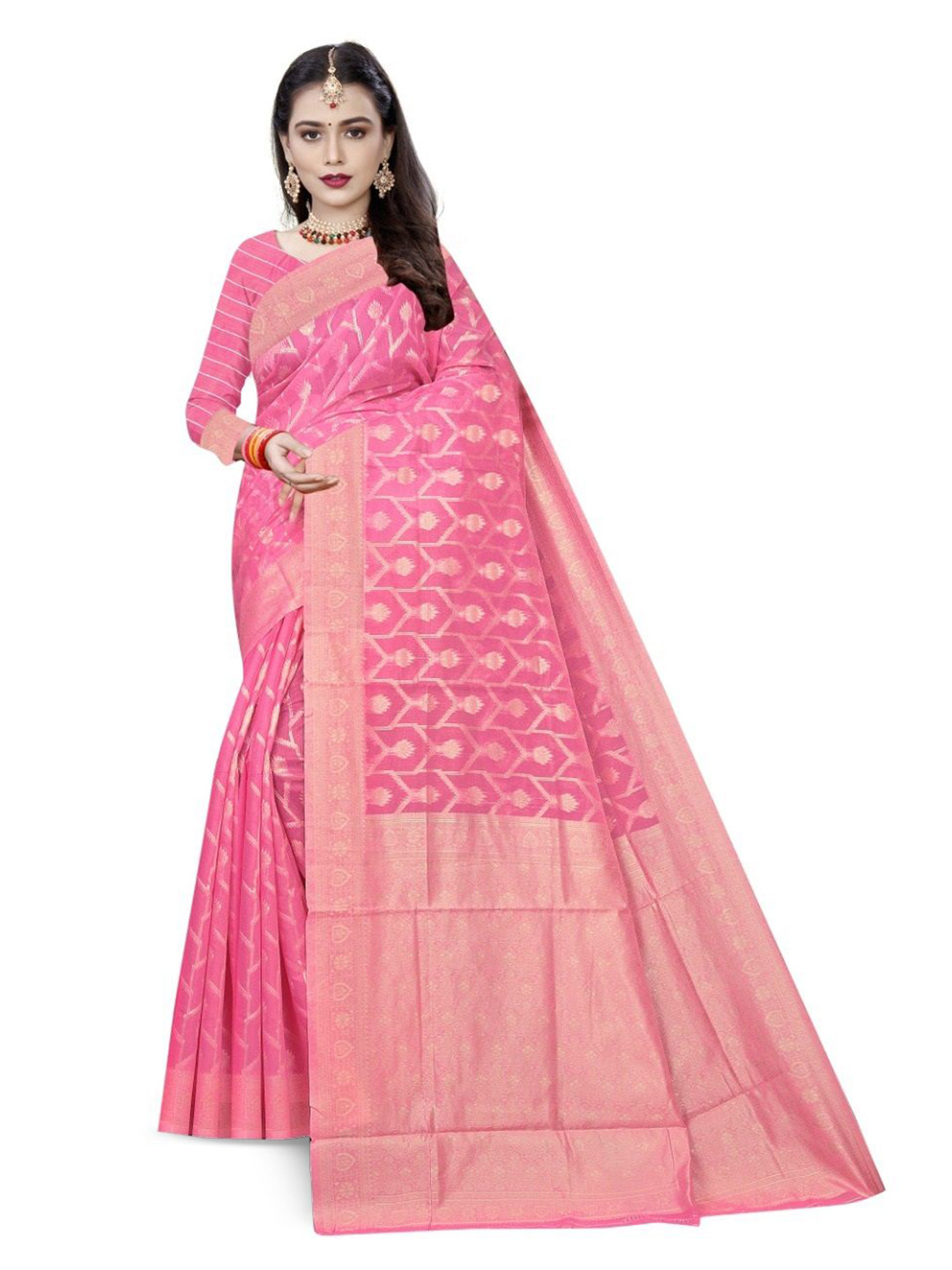 Florence New Trendy Woven Design Zari Pure Cotton Banarasi Saree