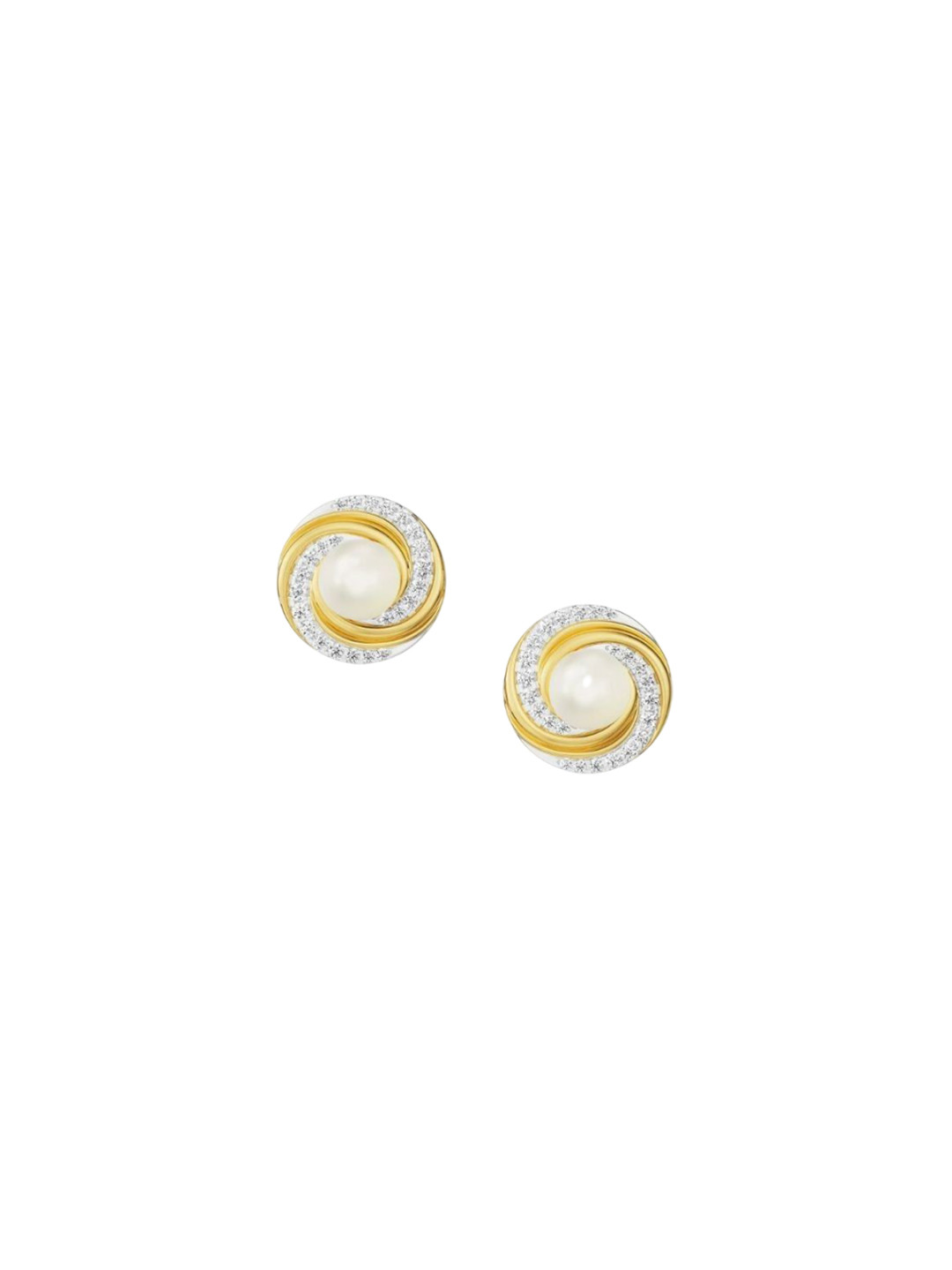 Emori Pearly Swirly Lab Diamond Earring in 18KT Gold