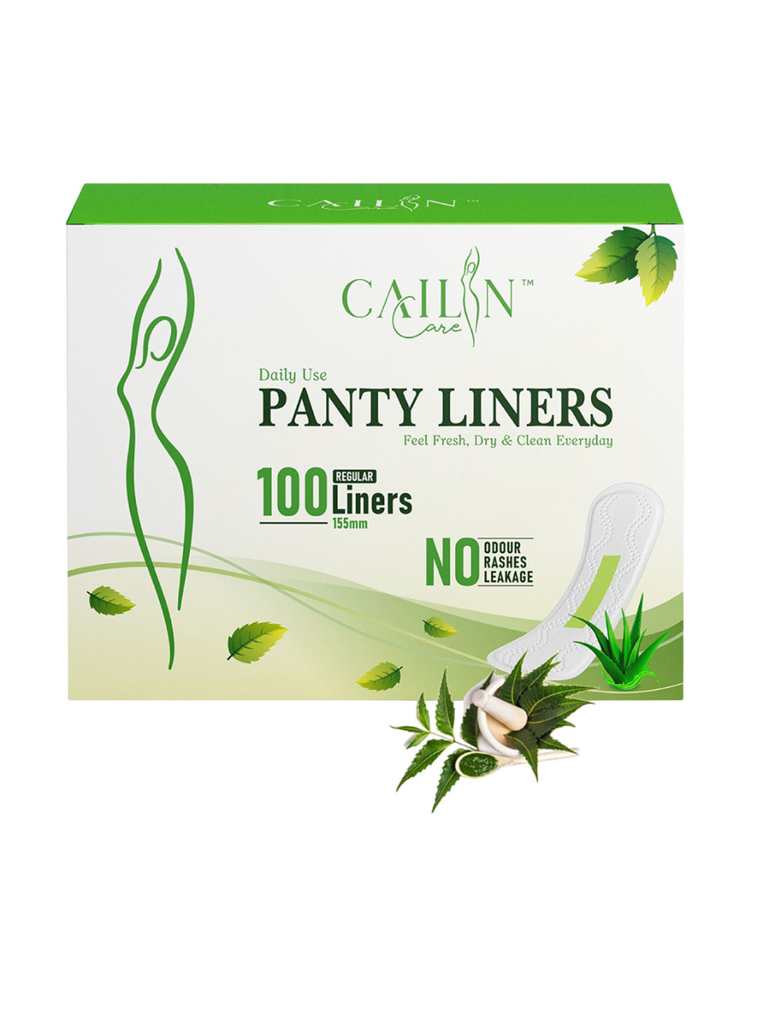Cailin Care Soft Cotton Ultra Thin Panty Liners Infused With Neem - 100 Liners