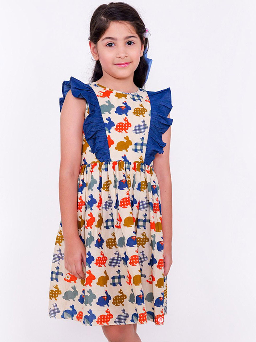 Picco Ricco Girls Conversational Printed Fit & Flare Dress