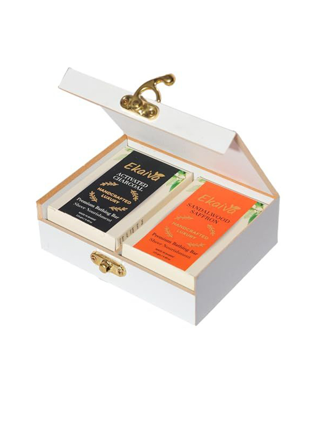 EKAIVA ORGANICS Set Of 2 Activated Charcoal & Sandalwood Saffron Soap- 125 g Each