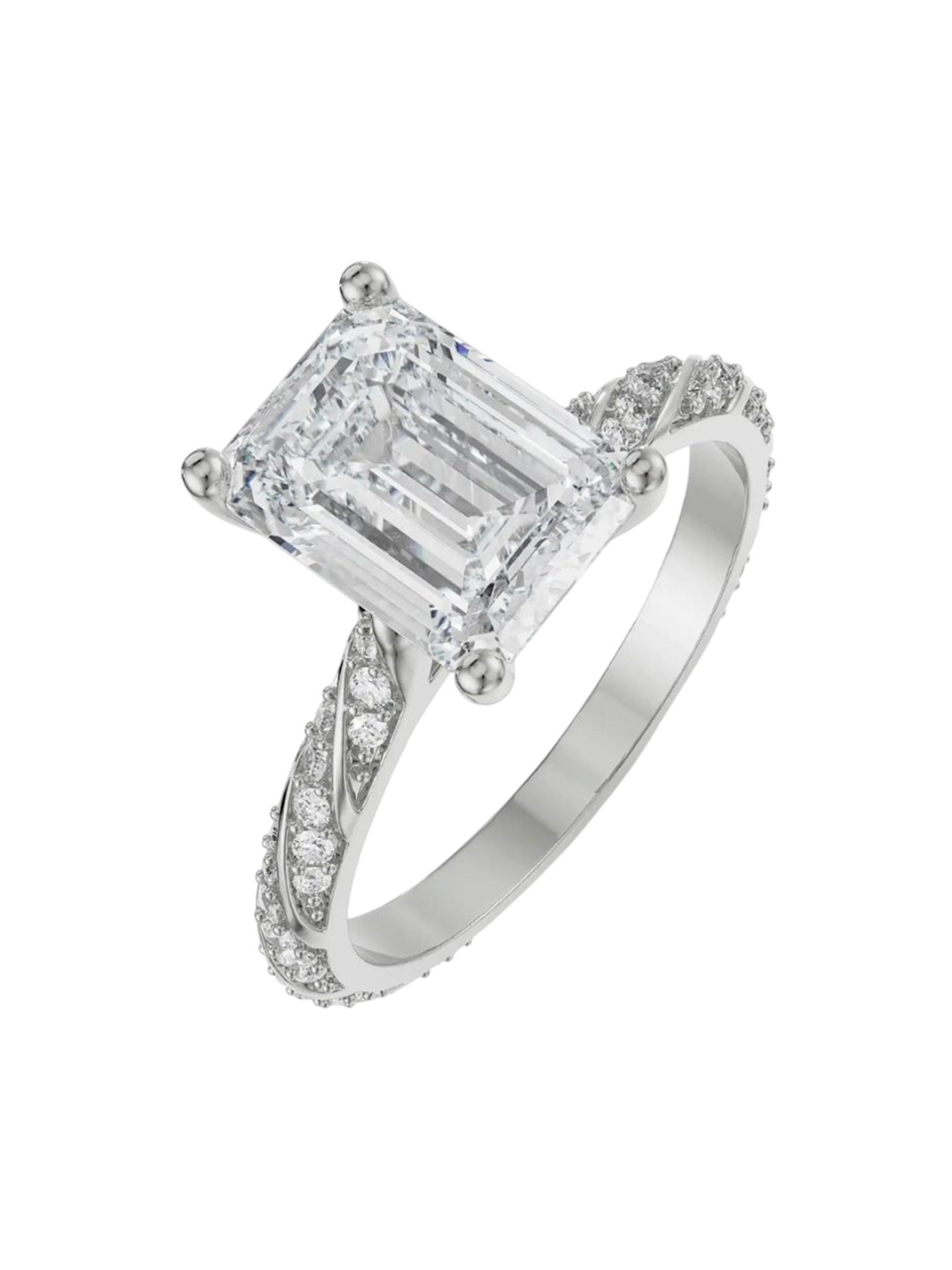 Emori Radiant Emerald Engagement Lab Diamond Ring in 18KT Gold