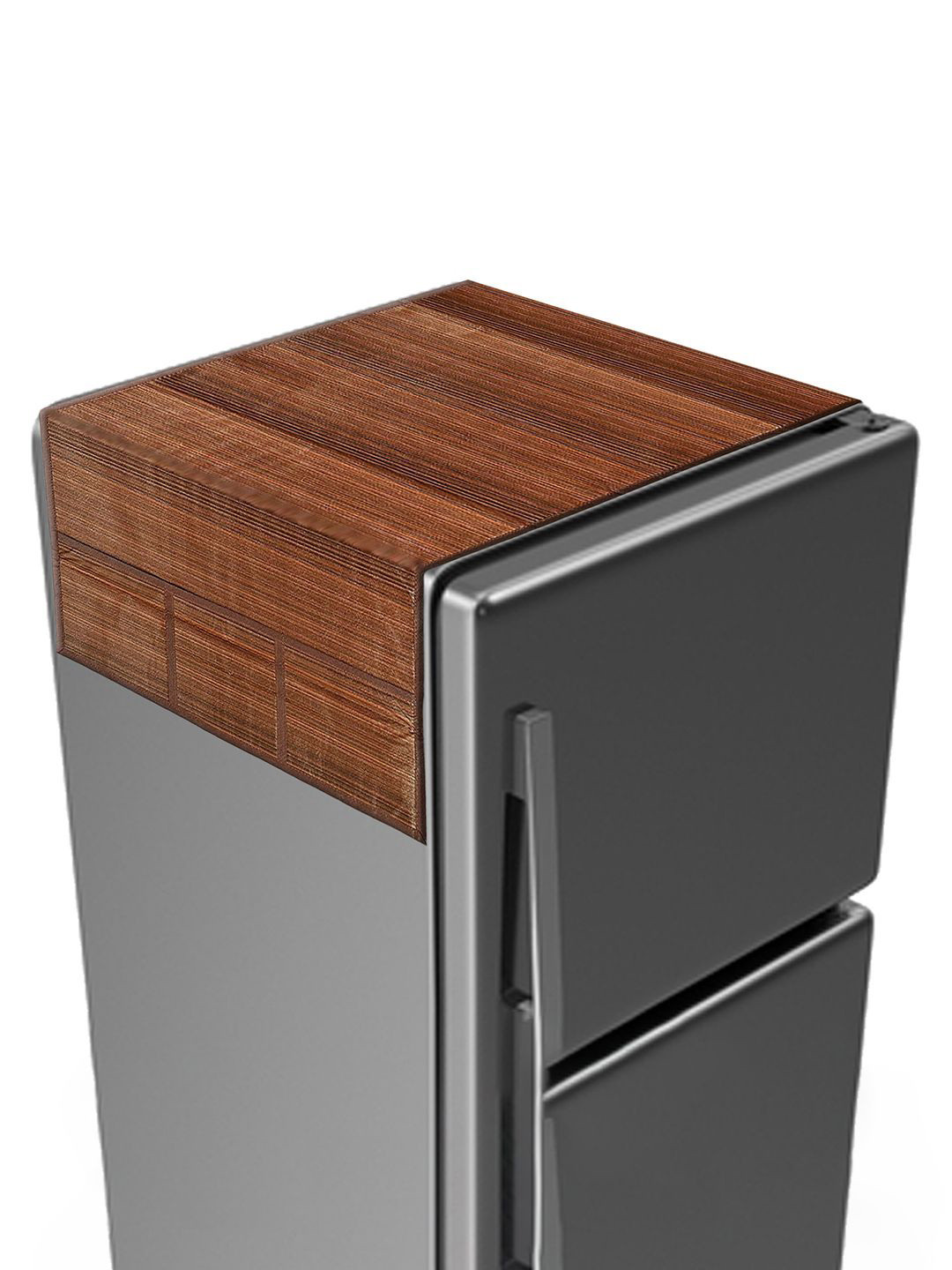 Kuber Industries Brown Wooden Printed Waterproof Scratch Resistant Fridge Top Cover