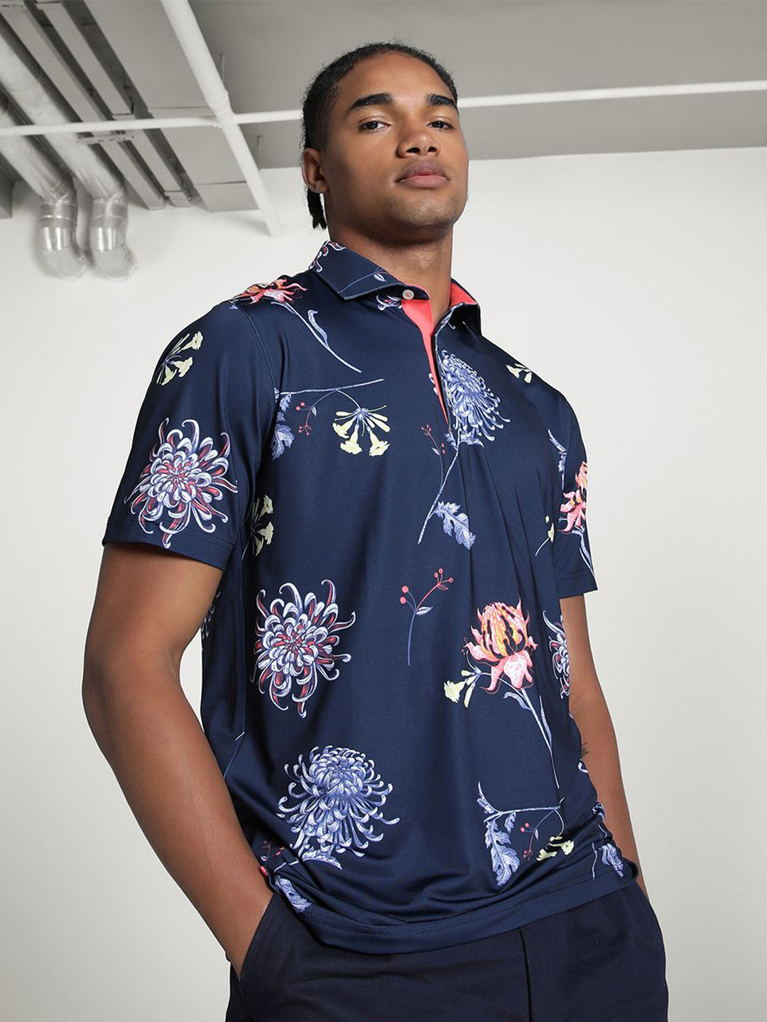 Puma Men Mattr Dahlia Floral Printed Polo Collar T-shirt