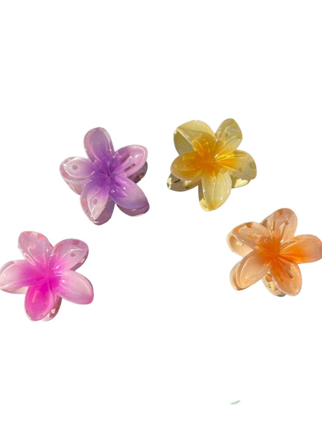 Radhya Accessories Women Plumeria Flower Hair Claws (Pack of 4)