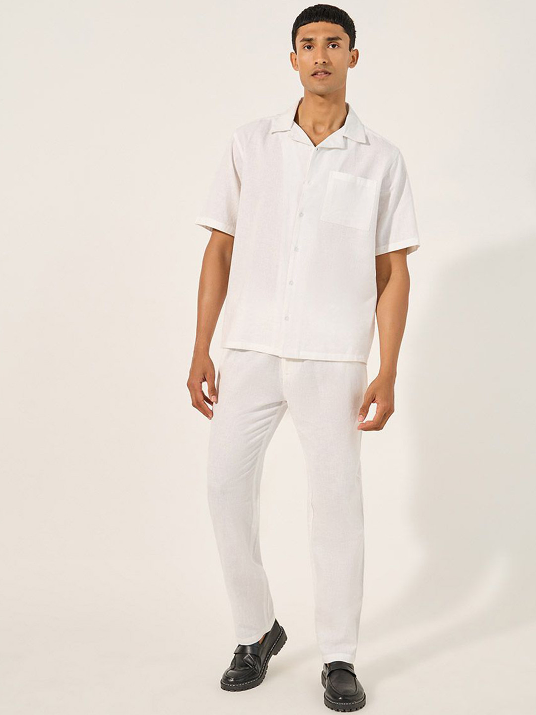 Styli Men Linen Blend Relaxed Fit Shirt and Trousers Co-ord Set